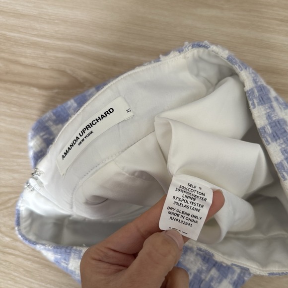 Amanda Uprichard XS Oleander Mini Skirt Lennox Tweed Lavender Preppy Spring - Picture 4 of 7